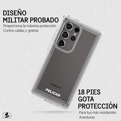 Pelican Voyager - Funda con Clip para cinturón para Samsung Galaxy S24 Ultra Compatible con Carga inalámbrica, con protección contra caídas de Grado Militar de 18 pies - Transparente