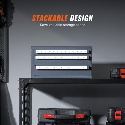 VEVOR - Dispensador de molino de extremo – Gabinete organizador de molino de extremo de tres cajones, acero laminado en frío, tamaños fraccionales de 1/8 a 1 pulgada