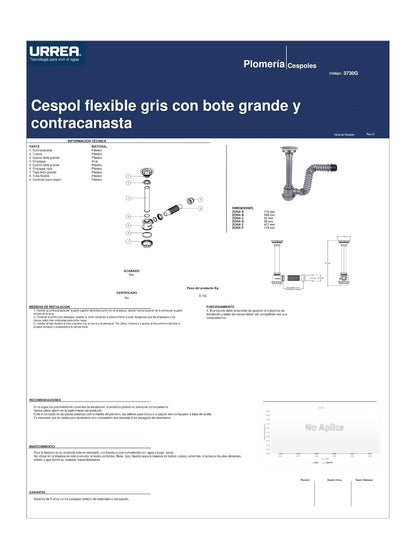 Urrea 3730 Céspol Flexible Bote Grande y Contra Canasta