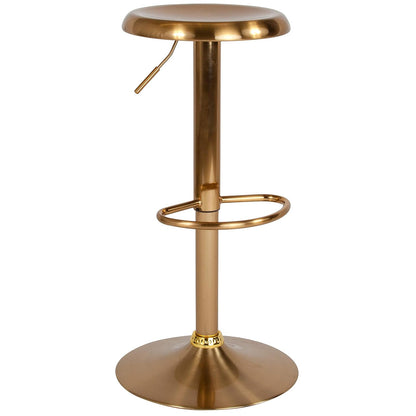 Flash Furniture Madrid Series Taburete de Metal Retro de Altura Ajustable con reposapiés, Barra Ajustable sin Respaldo o Taburete Giratorio de Altura de mostrador, Dorado