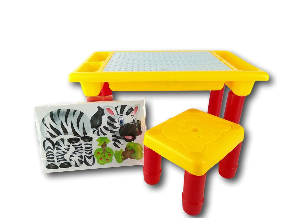 Mesa con Silla para Jugar con Piezas de Armado
