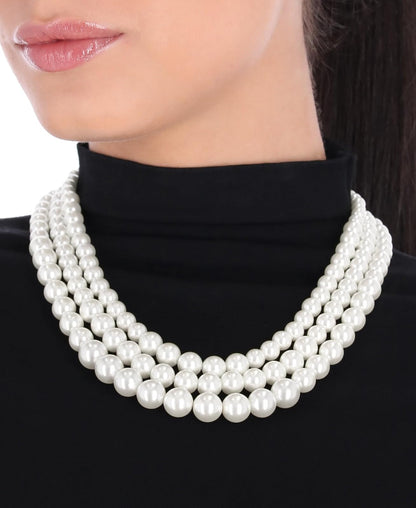 Anne Klein Collar de perlas blancas en tono dorado para mujer