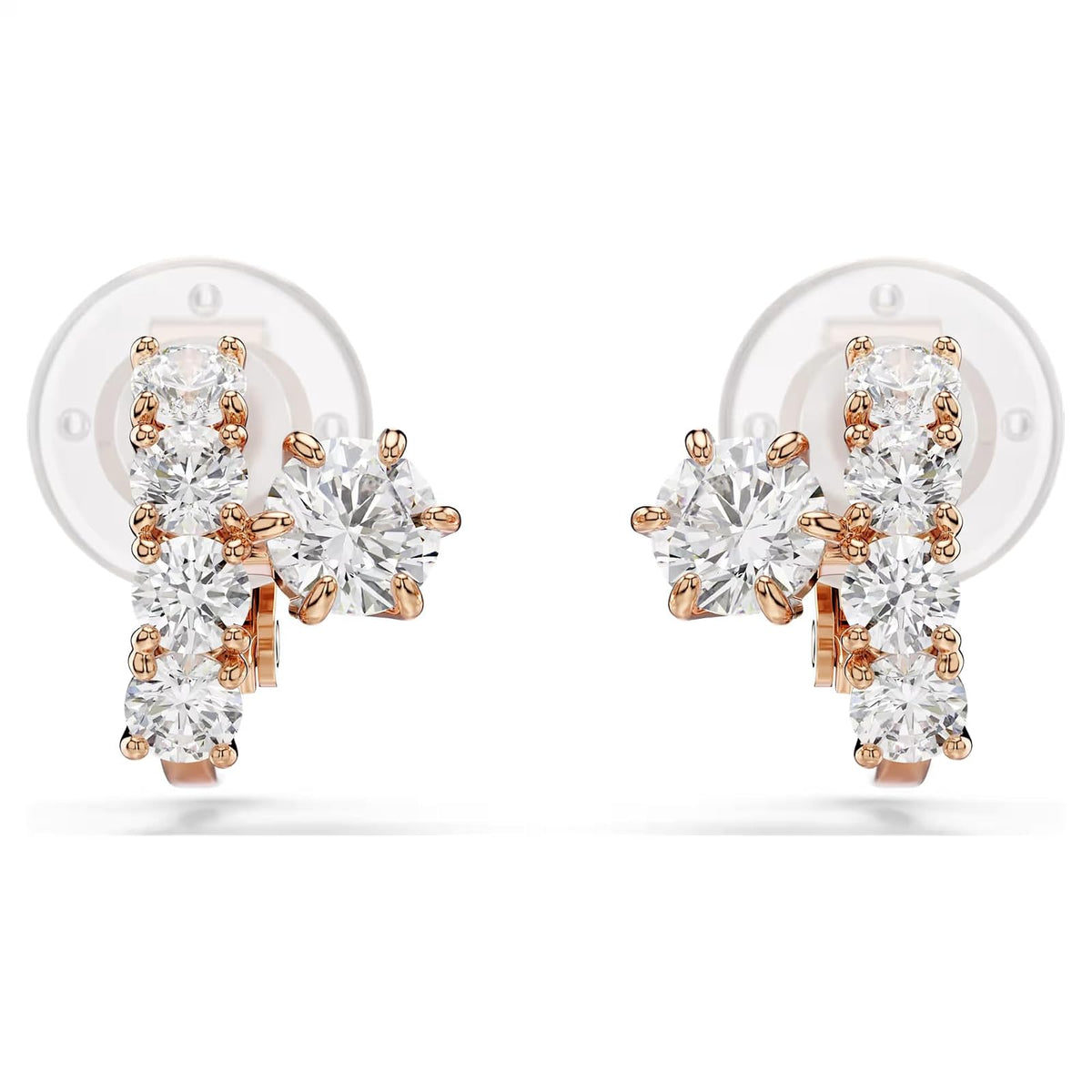 Pendientes de clip Matrix, Talla redonda, Blancos, Acabado en oro rosa de 18 quilates