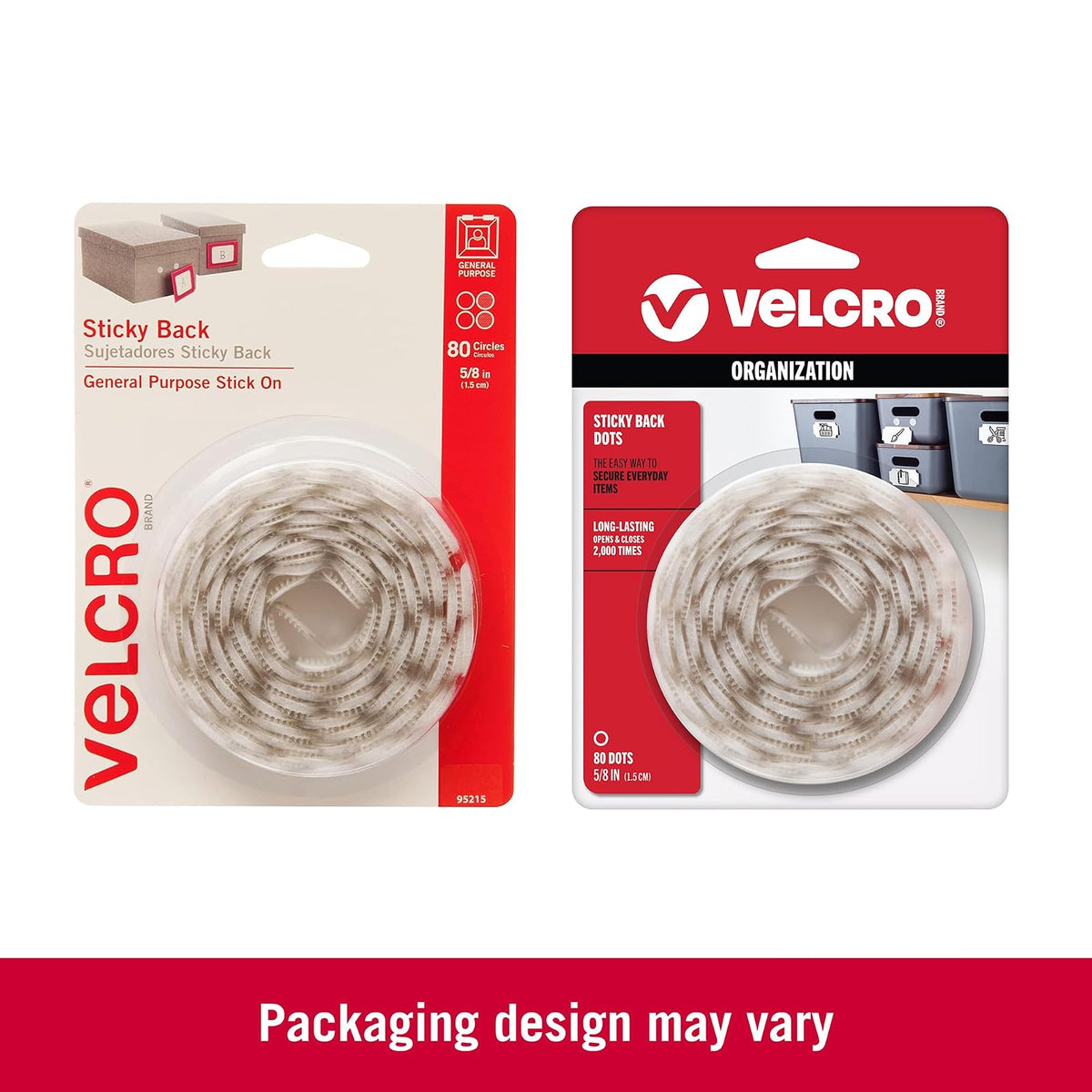 VELCRO Brand Puntos con calcomanía | Círculos redondos de gancho y bucle | 5/8 pulgadas, paquete de 80 | Artes y manualidades, proyectos escolares, 95215W, blanco