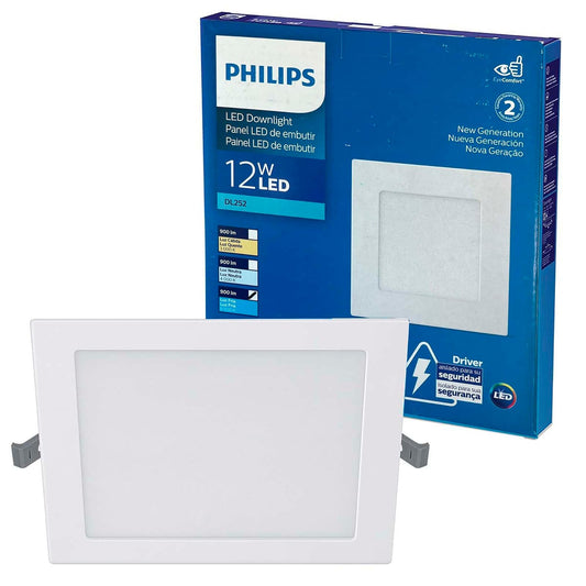 Philips LED Empotrado Cuadrado DL252 12W luz fría Ilumina con estilo moderno ideal para cocinas, baños y oficinas