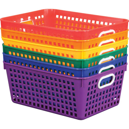 Really Good Stuff 666002 cestas de almacenamiento de plástico para uso en el aula o en el hogar, divertidos colores arcoíris - 13 x 10 pulgadas (juego de 6) - 6 Baskets (13"x10") - Arco iris