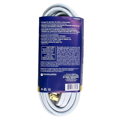 Surtek 136053 Extensión Eléctrica Plana Aterrizada, 5 m