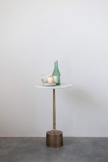 Creative Co-op Mesa de mármol y Metal con Base de Pedestal de 30,5 cm R