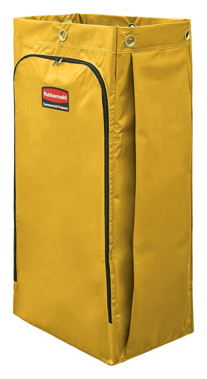 Rubbermaid Commercial Products – Bolsa de Vinilo para Carro de Limpieza, Bolsa Grande con Cremallera Frontal y 6 Ojales para Recolección de Residuos, Capacidad de hasta 128.7 L, Amarillo 1966881