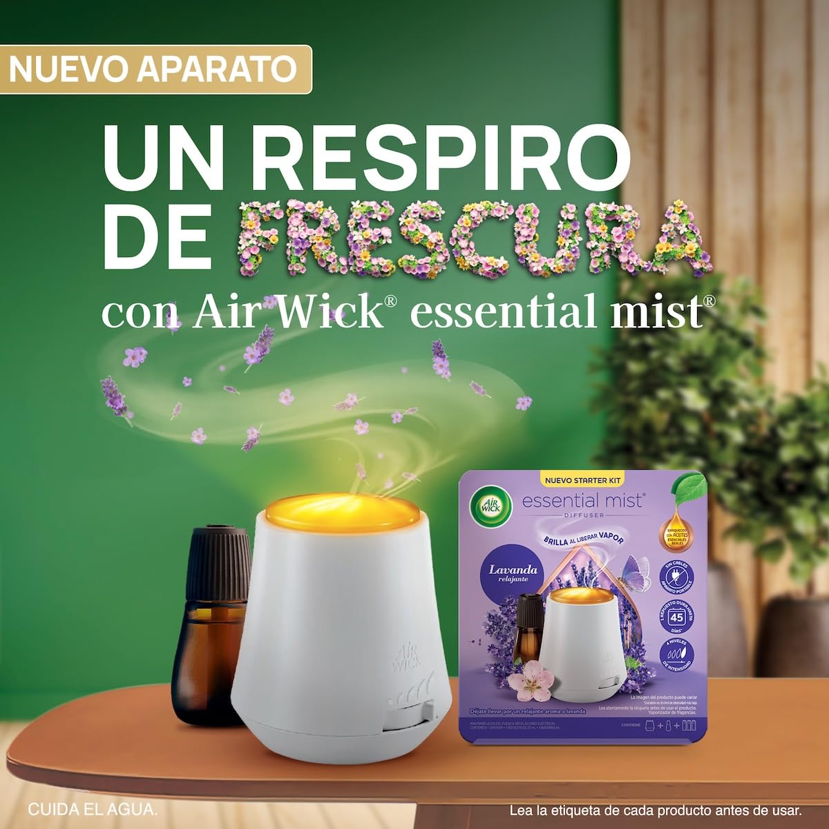 Air Wick® Vaporizador de Fragancias Essential Mist, Aroma Lavanda, Difusor y Repuesto de 20 ml