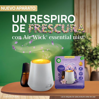Air Wick® Vaporizador de Fragancias Essential Mist, Aroma Lavanda, Difusor y Repuesto de 20 ml
