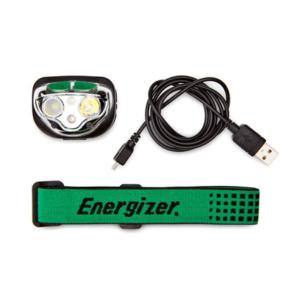 Energizer VISION Linterna frontal LED, 400 lúmenes altos, IPX4 resistente al agua, múltiples modos, el mejor faro para camping, correr, al aire libre, luz de emergencia, recargable o alimentado con batería
