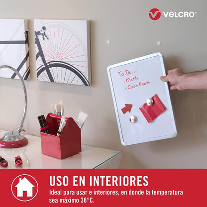 Círculos con Adhesivo de Uso General Marca VELCRO® Blanco 1.5cm 75 juegos (80122N)