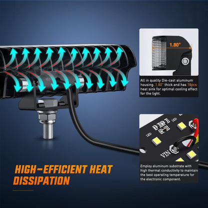 Nilight W0434 Paquete de 2 Cápsulas LED de Disparo Lateral de 6.5 Pulgadas 60 W, para Camión/ATV/UTV/Barco