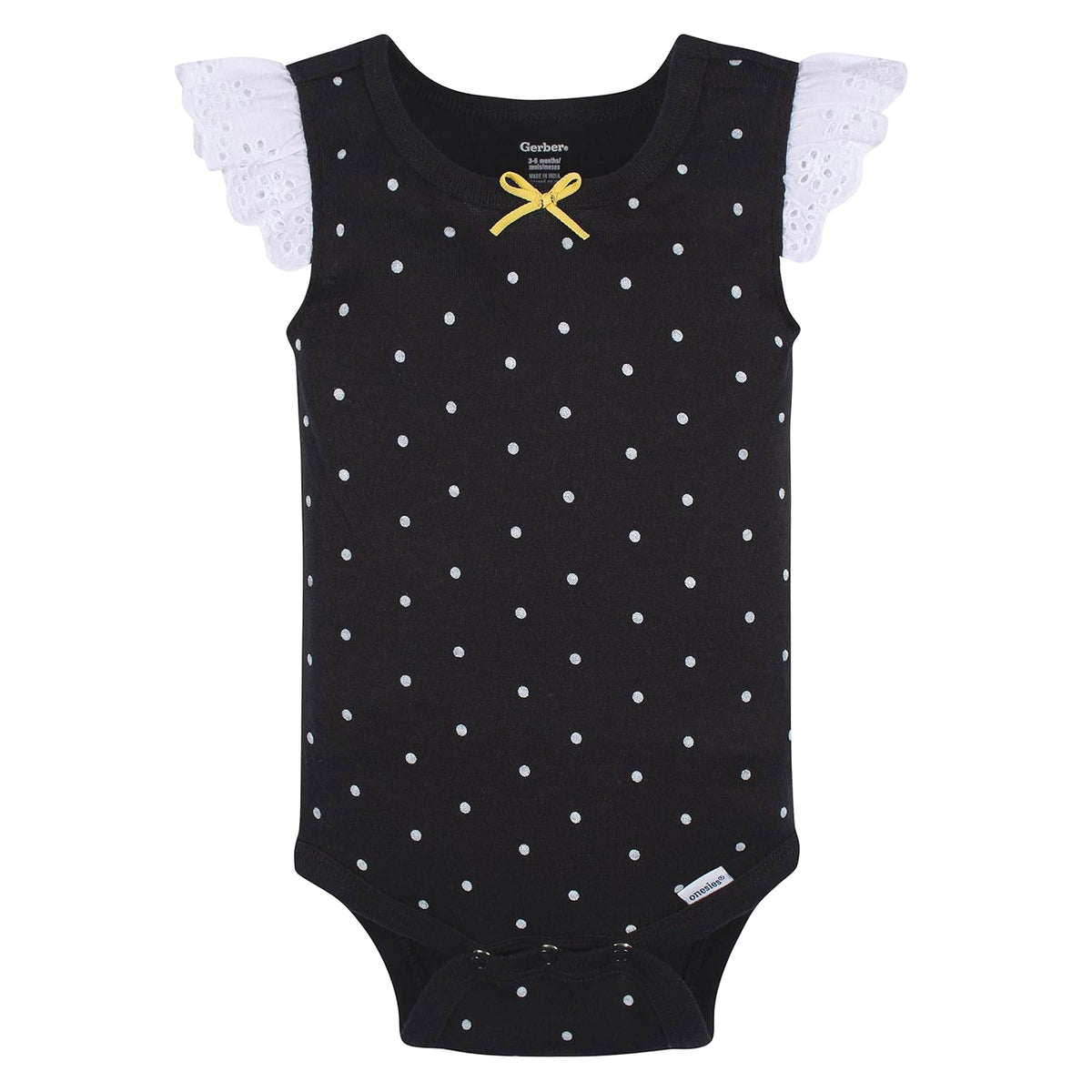 Gerber Set 4 Pañaleros sin Manga para Bebé Niña, Color Abeja Amarillo/Gris, Talla 3-6M