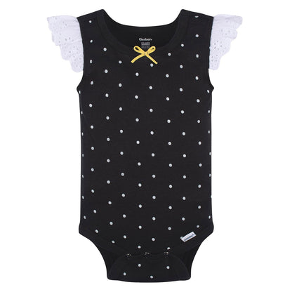 Gerber Set 4 Pañaleros sin Manga para Bebé Niña, Color Abeja Amarillo/Gris, Talla 3-6M