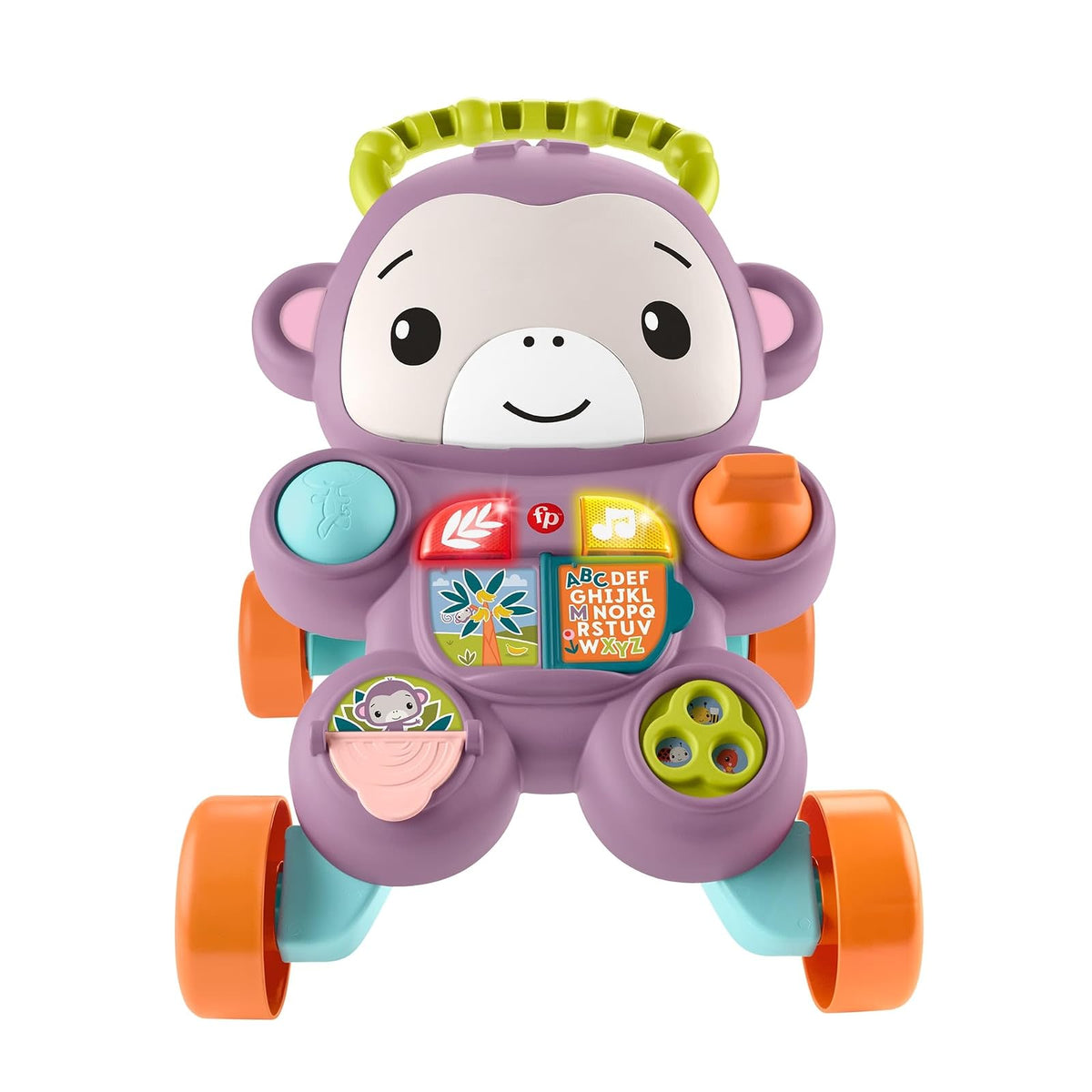 Fisher-Price Andadera Aprende Conmigo Amigo Mono 6+ Meses | Música y actividades interactivas, mango ergonómico y base de 4 ruedas