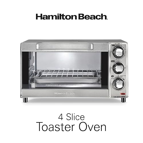 Hamilton Beach 31401, Horno Tostador De 4 Rebanadas Acero Inoxidable Hombres, Plateado, 12 Litros