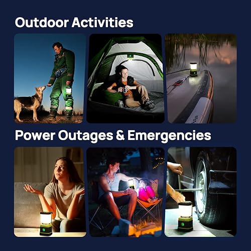 Consciot Linterna LED Camping 1000 Lm IPX4 | Paquete de 2, 4 modos de luz, pilas D-cell, impermeable