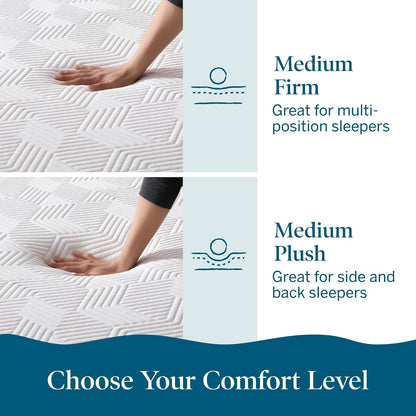 Lucid - Colchón Matrimonial de Memory Foam con Gel y Bambú - 20 cm - Colchón Firme - Funda Lavable y Transpirable - Compatible con Bases Ajustables - Ideal para Cualquier Recámara