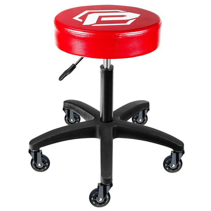 Powerbuilt Rolling Shop Taburete con Altura Ajustable, Asiento de Garaje mecánico con Acolchado - 240250, Rojo