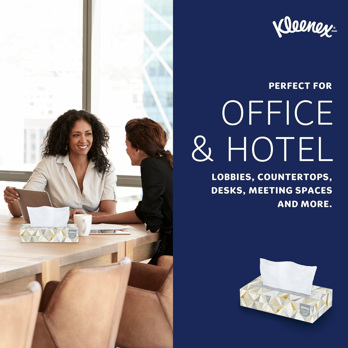Kleenex 03076, Pañuelos Faciales | Cajas de pañuelos planas, de 2 capas, suaves y fuertes, funda de conveniencia, nivel premium