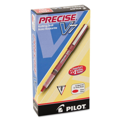 Pilot Precise V7 Stick Bolígrafo de punta redonda, punta fina, tinta negra, una unidad (35340), Rojo, Rojo, Caja con docena