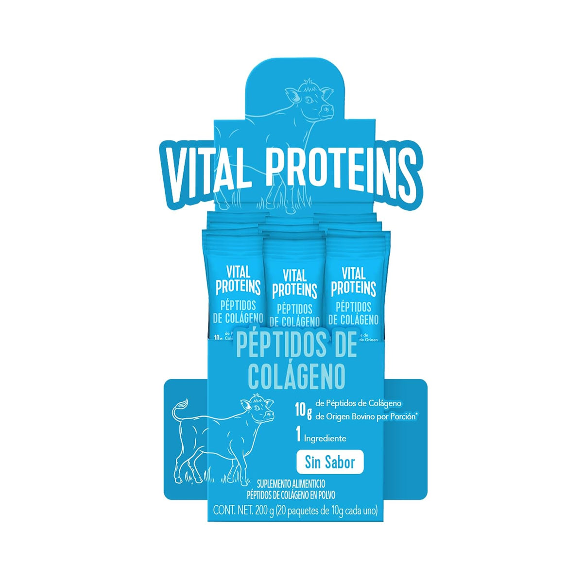 Vital Proteins Péptidos de Colágeno Bovino Sin Sabor Caja con 20 Sobres de 10g