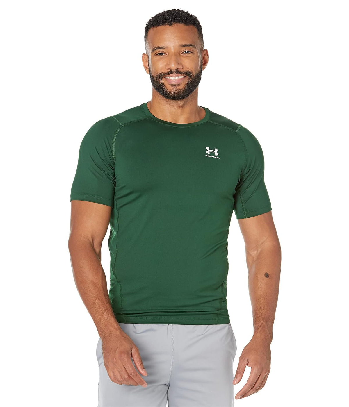 Under Armour HeatGear Camiseta de Compresión para Hombre - Verde bosque (301) - Blanco - XXL