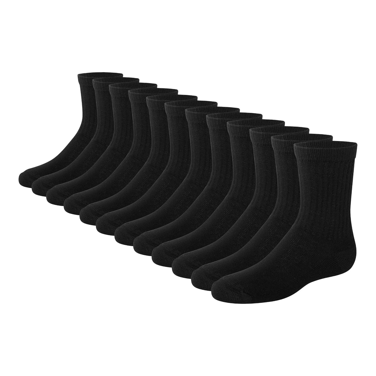 Hanes Classics calcetines de media pantorrilla para niño, paquete de 12 - CH - Negro -