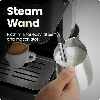 Chefman CraftBrew - Máquina de café expreso digital con bomba de 15 bares con varita de vapor para latte y capuchino, máquina de café espresso compacta con depósito de agua extraíble de 1,5 l, color