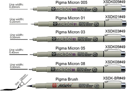 Sakura Set Pigma Micron Con 6 Color Negro