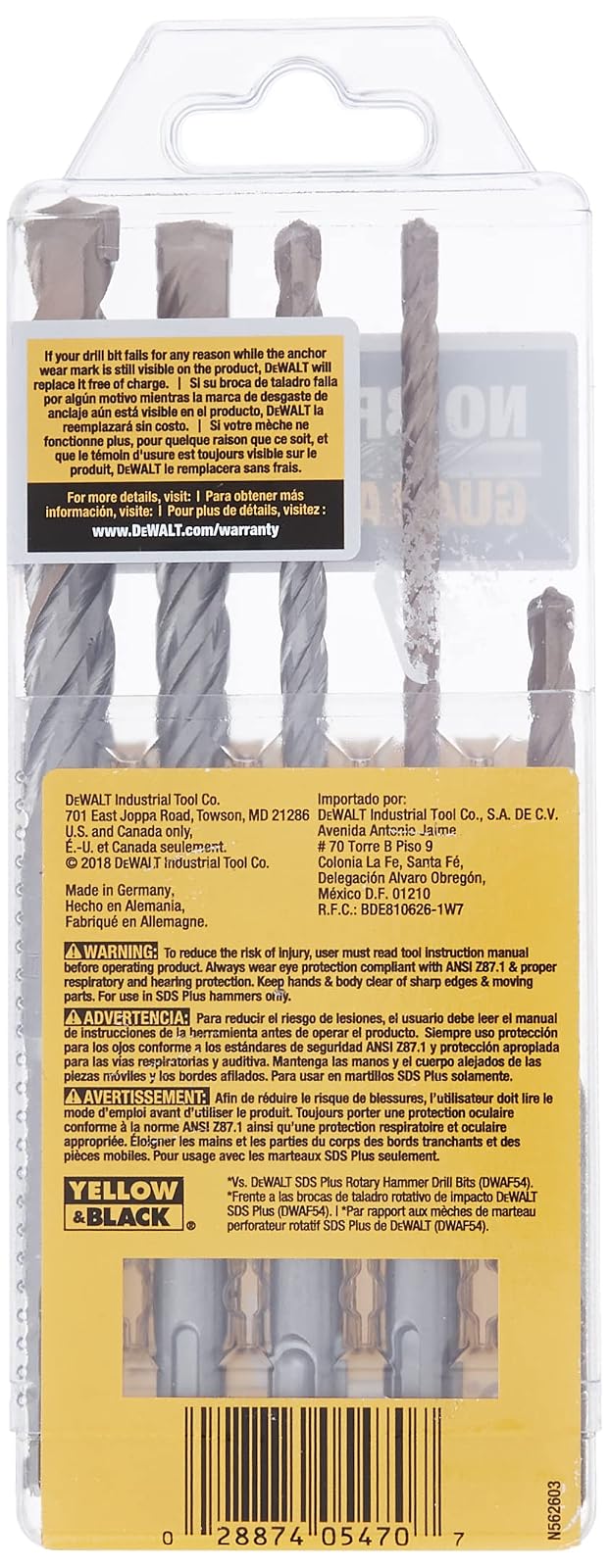 DEWALT Juego de Brocas Carburo SDS Plus 5 Piezas DW5470