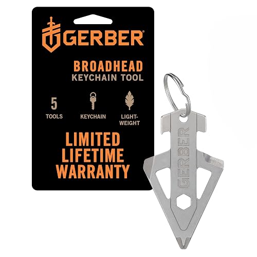Gerber Broadhead Herramienta Multifunción 1074045 | Plata, acero inoxidable, longitud 6.5 cm, peso 26 g, 5 funciones, llavero
