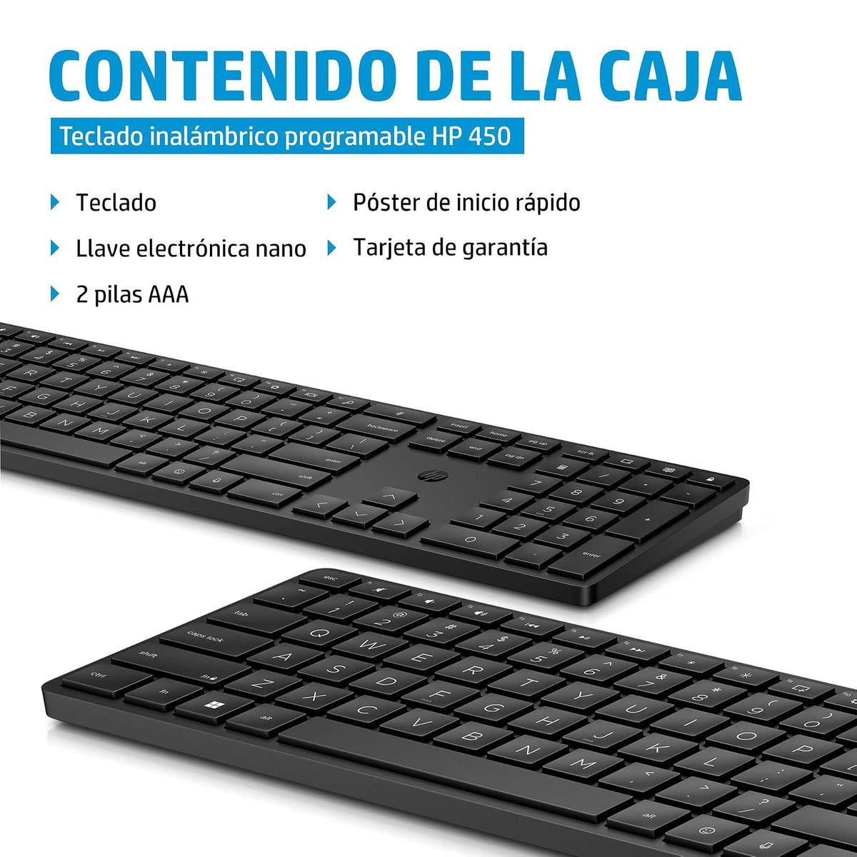 HP Teclado Inalámbrico 450, en Español, Windows/Mac OS, Multi-Dispositivo, Negro (4R184AA)