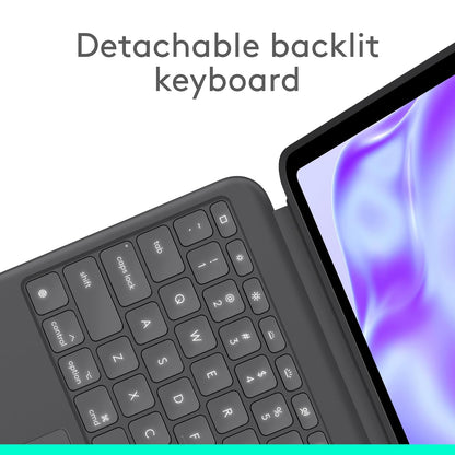 Logitech Combo Touch, Funda con Teclado, iPad Pro 13 Pulgadas (M4)(2024) - Teclado retroiluminado extraíble con Soporte abatible, Escritura cómoda, Modo Multiuso - Color Grafíto