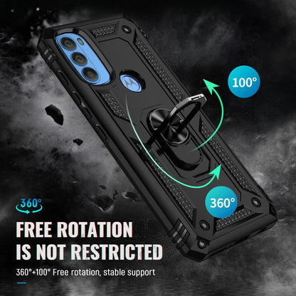 BestAlice.MX BestMX Funda para Motorola Moto G71 5G Case + Protector de Pantalla de Cristal Templado, Rude Uso Híbrida Rugged Protección Bumper Carcasa con Pie De Apoyo, Negro