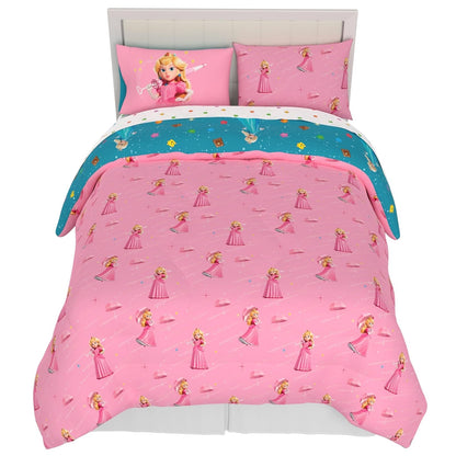 Franco Pokémon Juego de Ropa de Cama, 7 Piezas, Tamaño Matrimonial - 7 Piece Full Size - La película Super Mario Galaxy - Princesa Peach