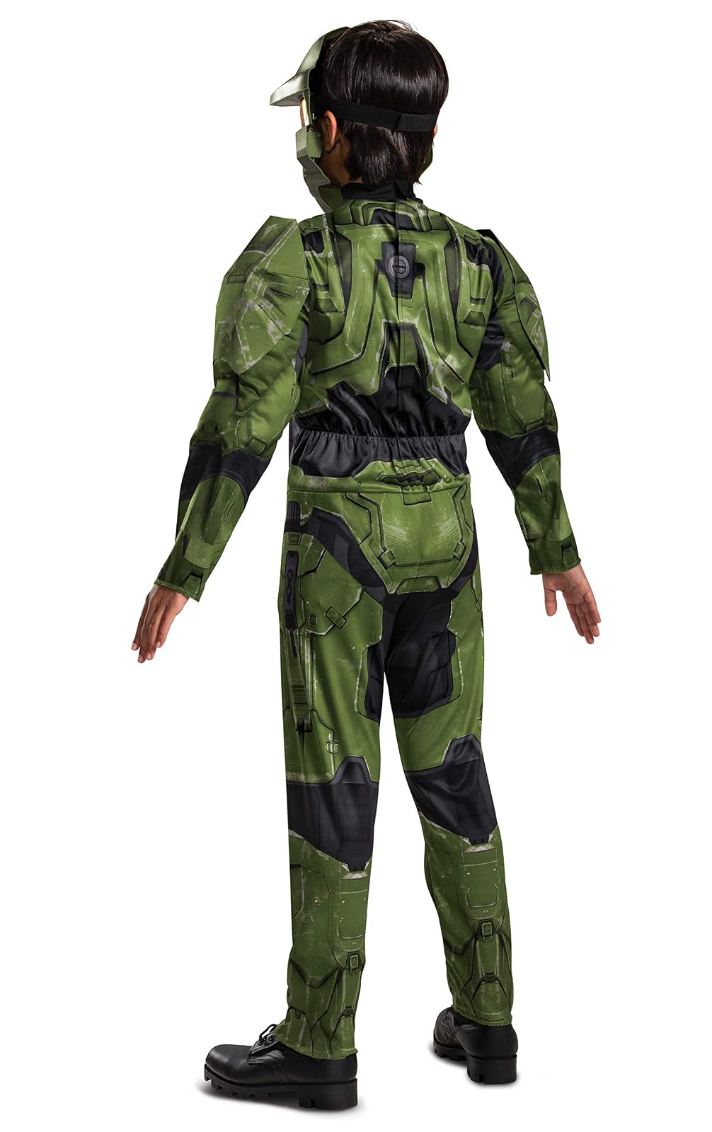 Disfraz de Halo Infinite Master Chief de Disfraz para niños, tamaño de niño, Acolchado Muscular, Inspirado en Videojuegos, Talla de niño, Talla XL (14-16), Verde y Negro