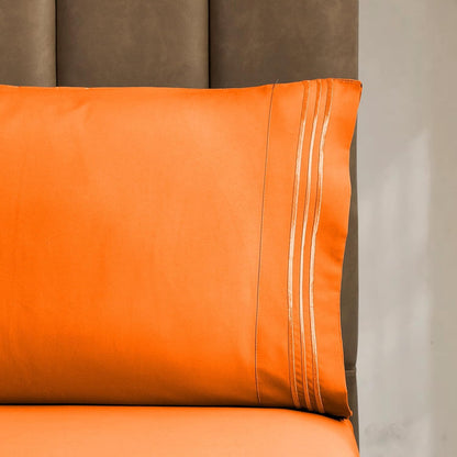 CELINE LINEN Juego de sábanas de 4 Piezas de Calidad egipcia de 1800 Hilos, Resistentes a Las Arrugas, con Bolsillos Profundos, tamaño Queen, Color Naranja Vibrante