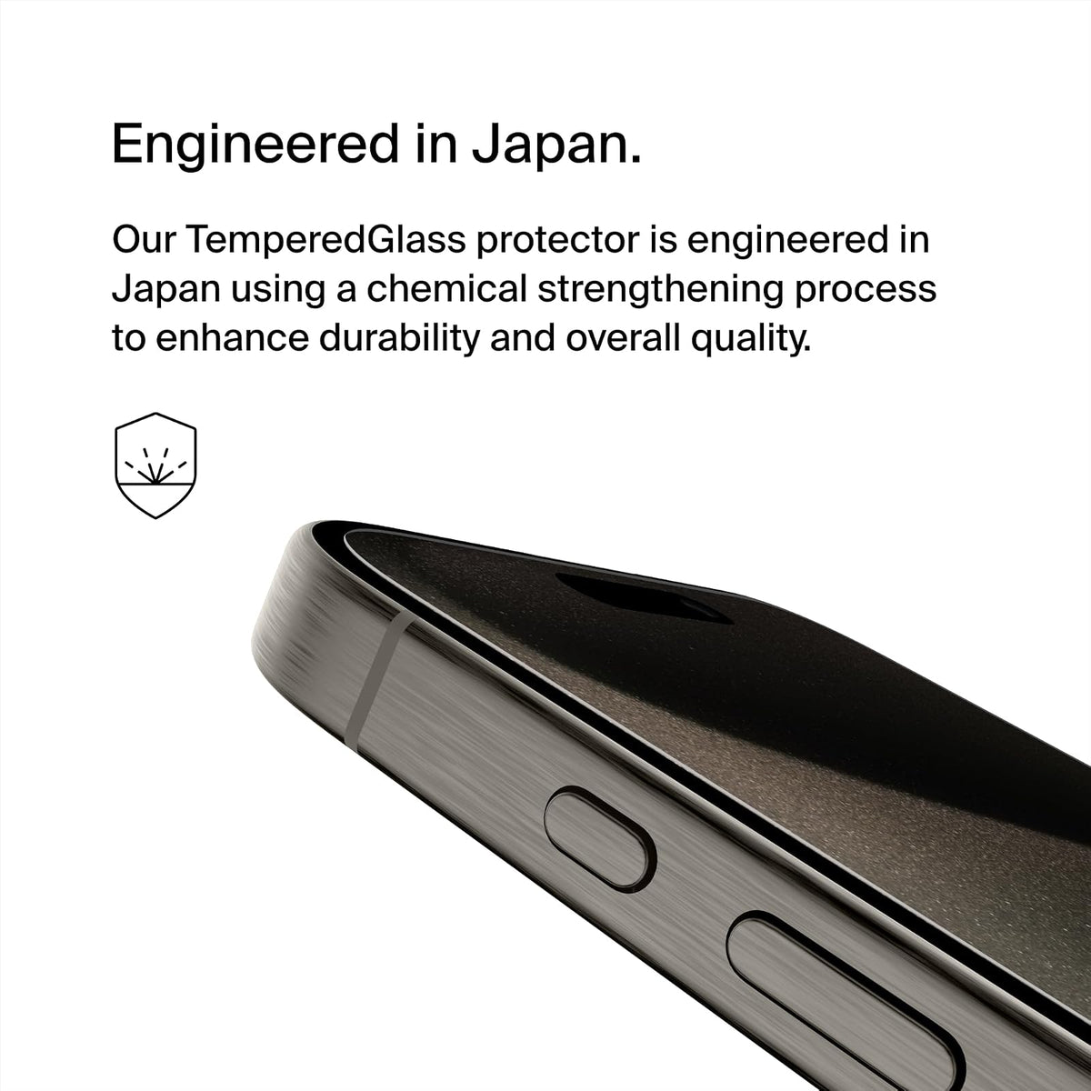 Belkin - Película protectora de vidrio para iPhone 15 Pro, vidrio templado (antiespía, vidrio templado, AGC japonés), antibacteriano, ultrafino de 0,33 mm con kit de instalación fácil OVA149zz