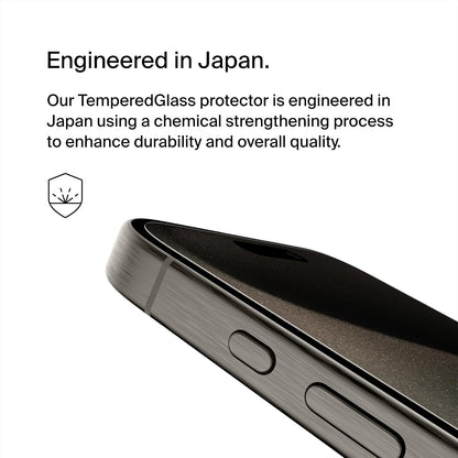 Belkin - Película protectora de vidrio para iPhone 15 Pro, vidrio templado (antiespía, vidrio templado, AGC japonés), antibacteriano, ultrafino de 0,33 mm con kit de instalación fácil OVA149zz