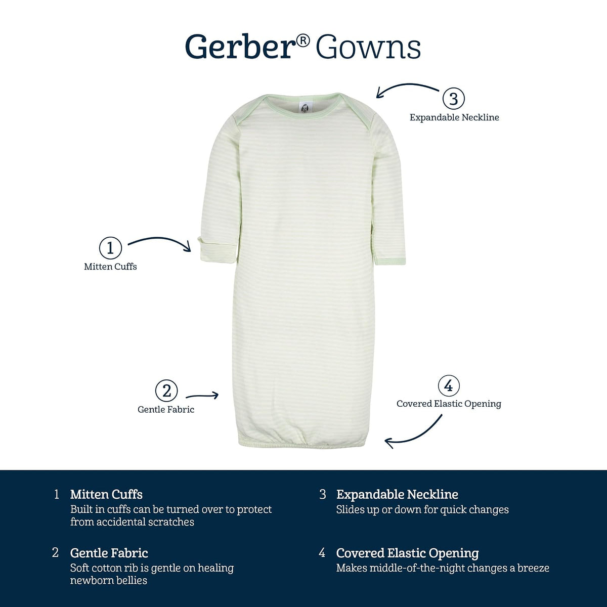 Gerber Paquete de 4 Batas de Dormir para niños y niñas Camisón bebés Unisex