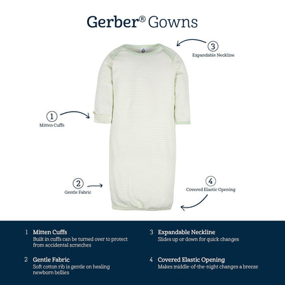 Gerber Paquete de 4 Batas de Dormir para niños y niñas Camisón bebés Unisex