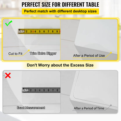 VEVOR - Protector de Mesa Transparente de 84 x 42 Pulgadas, Almohadillas para Orejas Protectoras de computadora de PVC Transparente de 1,5 mm de Grosor, Mantel de plástico para Comedor