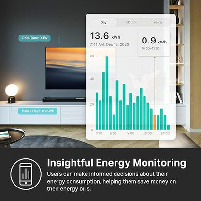 Kasa Smart Plug, compatible con materia, monitoreo de energía, diseño compacto, 15 A/1800 W Max, configuración súper fácil, funciona con Apple Home, Alexa y Google Home, certificado UL, 2.4 G Wi-Fi