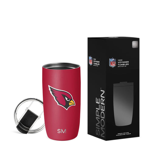 Simple Modern - Vaso de café de viaje con licencia oficial de la NFL Arizona Cardinals de 16 onzas con tapa abatible, taza de acero inoxidable, regalos de fútbol para hombres y mujeres, colección