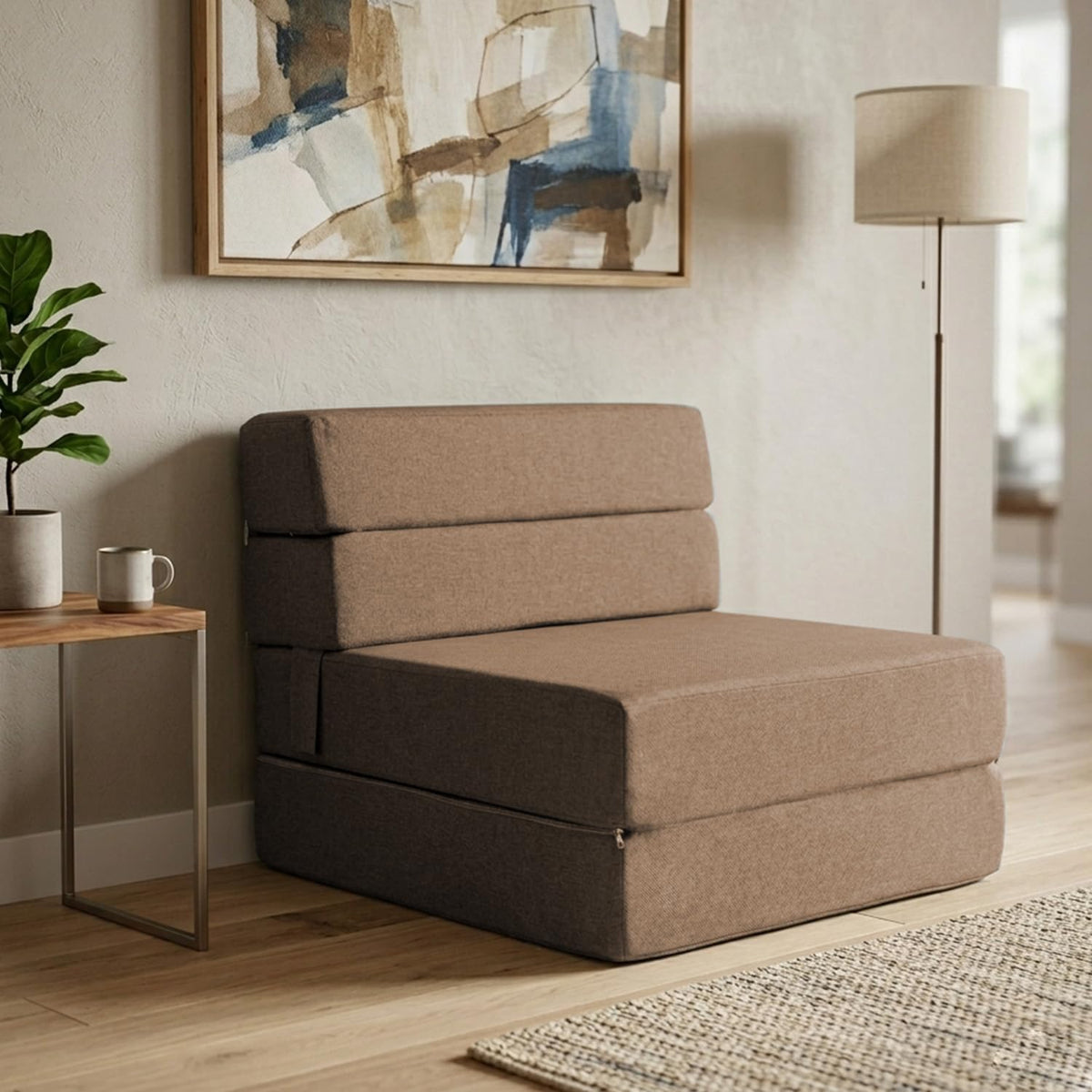 Memory Foam Home Sofá Cama Cozy Plegable - Individual - Café Claro