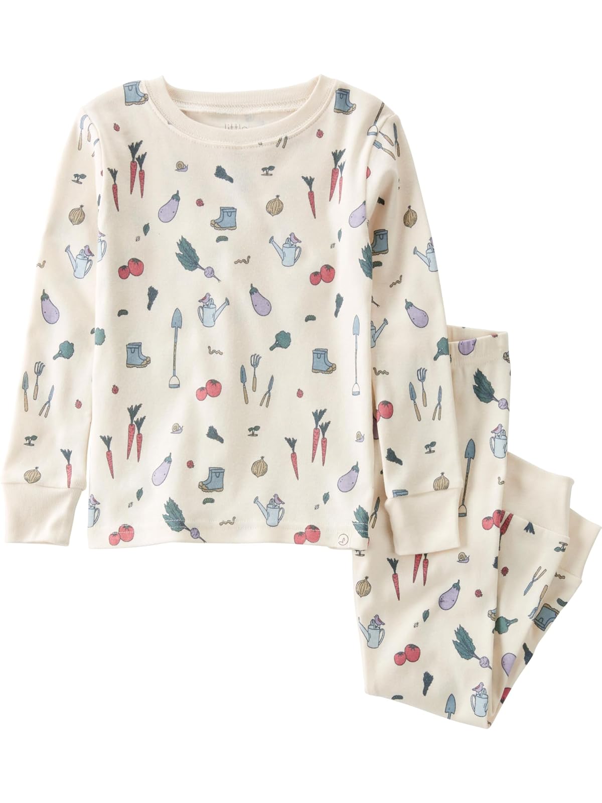 Little Planet by Carter's Pijama de 2 Piezas para Bebé, Algodón Orgánico - 3 Años - Estampado de jardín vegetariano blanco