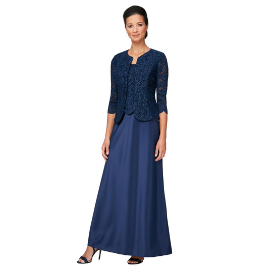 Alex Evenings Vestido Largo con Falda de satén para Mujer